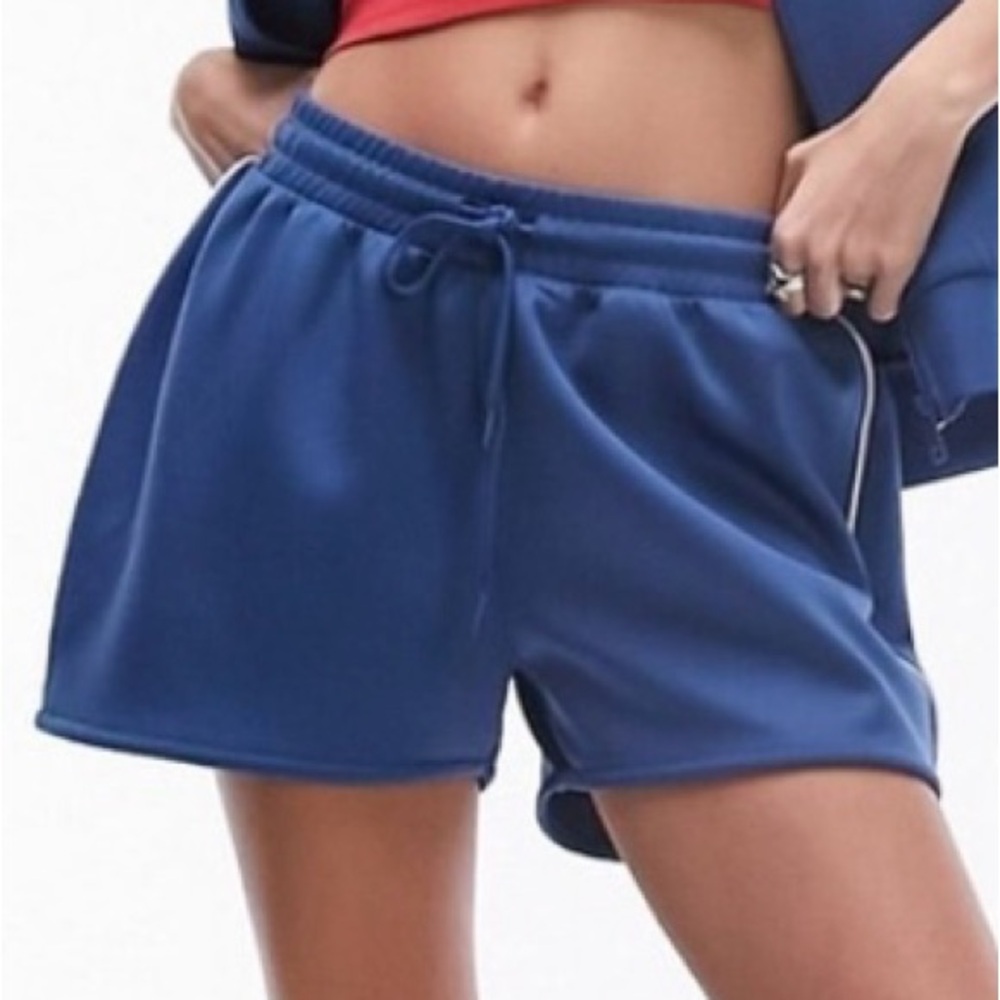 NWT Topshop Sporty Picot Running Shorts in Mid Blue sz M